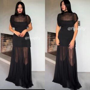 ZARA COMBINED DRAPED MIDI DRESS